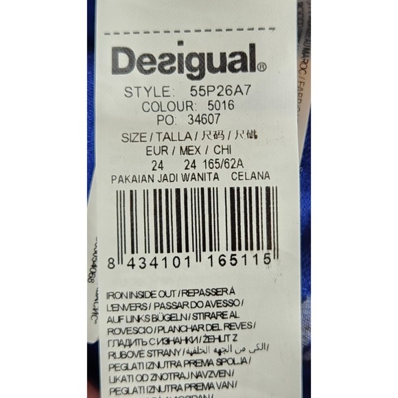 Desigual Women's Royal Blue Embroidered Denim Jeans Joggers Size 24 - Picture 10 of 10